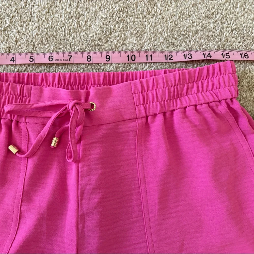 MICHAEL Michael Kors Pink Cropped Wide Leg Resort Pants Drawstring Med NWT - Picture 9 of 10